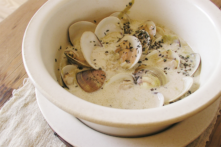 蛤と岩海苔のスープ風玄米リゾット